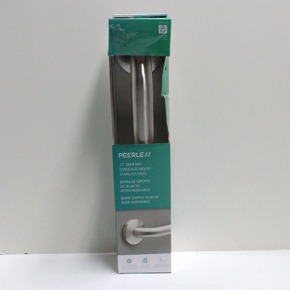 Peerless 12 Inch Stainless Steel Concealed Mount Grab Bar - New In Box